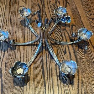 Christofle Anémone-Belle Époque, floral silver-plated candelabra, 6 light design